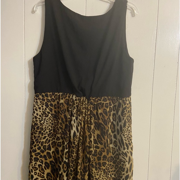 Club L sleeveless black cheetah print womens plus dress 1x scoop neck Black 18 - Picture 7 of 10
